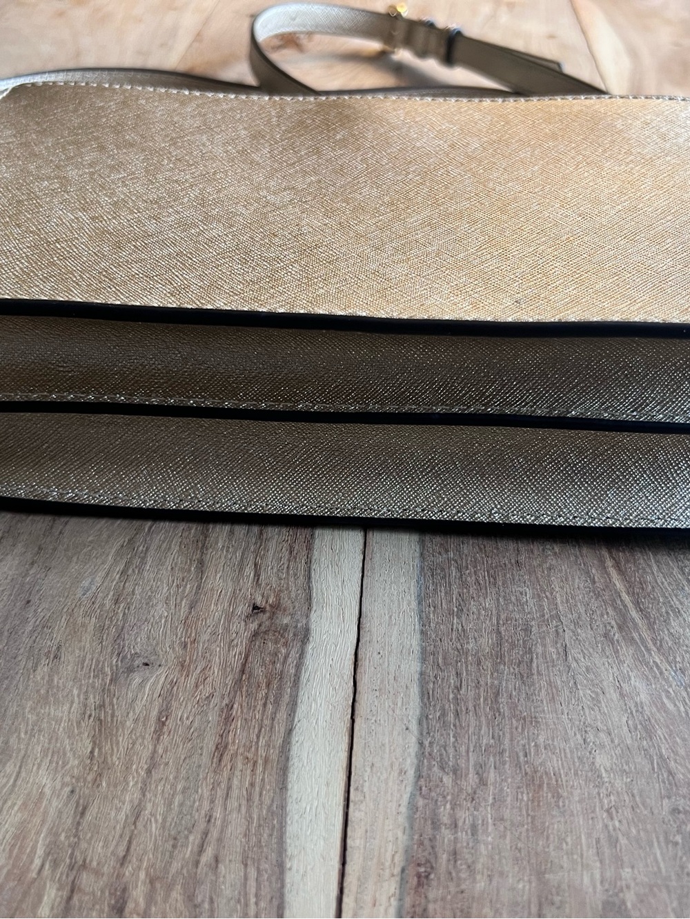 Michael Kors Metallic Gold Leather Double-Compartment Crossbody - Picture 8 of 16